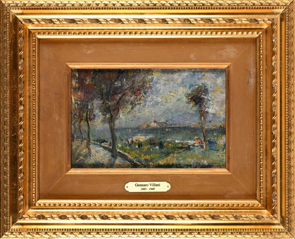 Gennaro Villani : Panorama napoletano	  - Asta Dipinti del XIX e XX secolo - Associazione Nazionale - Case d'Asta italiane