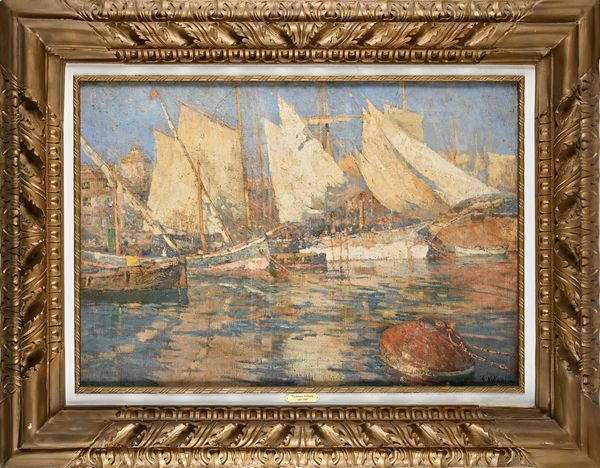 Gennaro Villani : 'Vele al sole'  - Asta Dipinti del XIX e XX secolo - Associazione Nazionale - Case d'Asta italiane