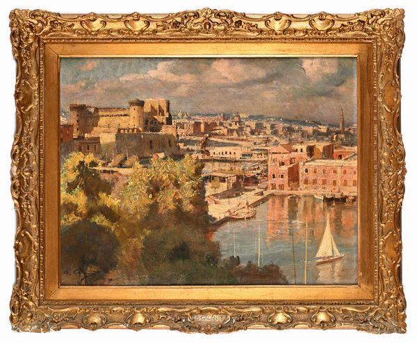 Francesco Galante : 'Antica d�rsena - Napoli - Giugno 1946'	  - Asta Dipinti del XIX e XX secolo - Associazione Nazionale - Case d'Asta italiane