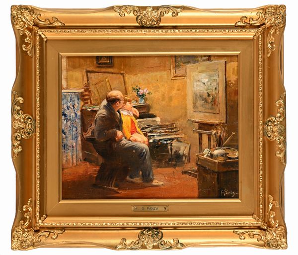 Giovanni Panza : Nello studio del pittore  - Asta Dipinti del XIX e XX secolo - Associazione Nazionale - Case d'Asta italiane