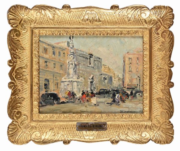Francesco Di Marino : Napoli, piazza del Ges�  - Asta Dipinti del XIX e XX secolo - Associazione Nazionale - Case d'Asta italiane