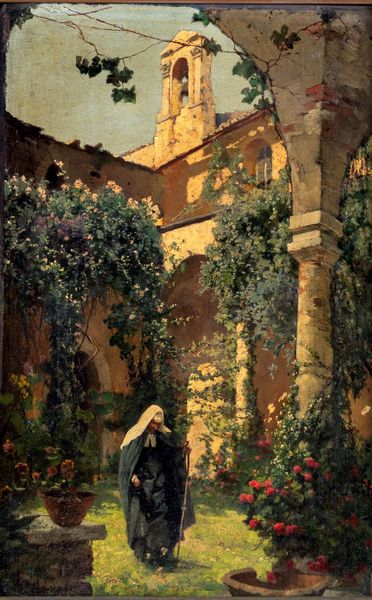 Othmar Brioschi : Suora nel chiostro di un antico convento  - Asta Dipinti del XIX e XX secolo - Associazione Nazionale - Case d'Asta italiane