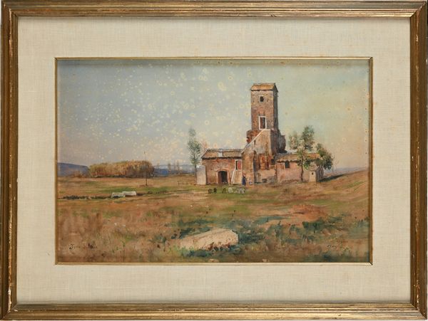 Lorenzo Cecconi : Roma, 'Torre Salaria'  - Asta Dipinti del XIX e XX secolo - Associazione Nazionale - Case d'Asta italiane