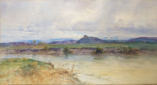 Filippo Anivitti : Riflessi sul fiume nella Campagna Romana  - Asta Dipinti del XIX e XX secolo - Associazione Nazionale - Case d'Asta italiane