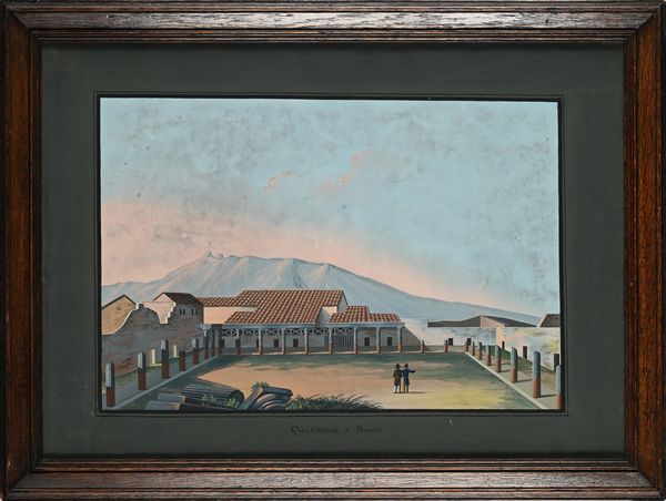 Scuola napoletana del XIX secolo : 'Grotta di Posillipo' e 'Quartiere a Pompei'  - Asta Dipinti del XIX e XX secolo - Associazione Nazionale - Case d'Asta italiane