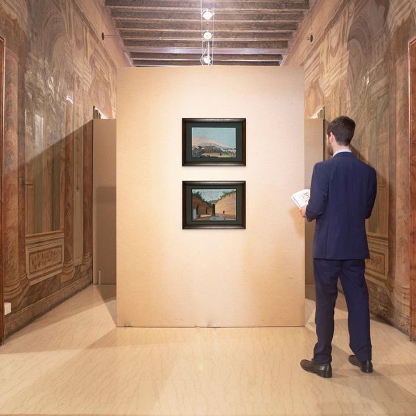 Scuola napoletana del XIX secolo : 'Grotta di Posillipo' e 'Quartiere a Pompei'  - Asta Dipinti del XIX e XX secolo - Associazione Nazionale - Case d'Asta italiane