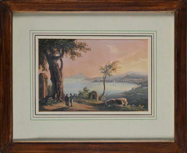 SCUOLA DI POSILLIPO : 'Napoli veduta da Posillipo' e 'Napoli veduta da sud'  - Asta Dipinti del XIX e XX secolo - Associazione Nazionale - Case d'Asta italiane