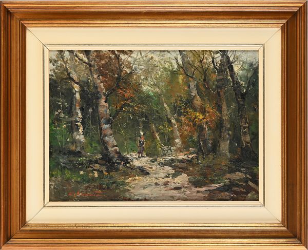 Ezelino Briante : Bosco con figura  - Asta Dipinti del XIX e XX secolo - Associazione Nazionale - Case d'Asta italiane