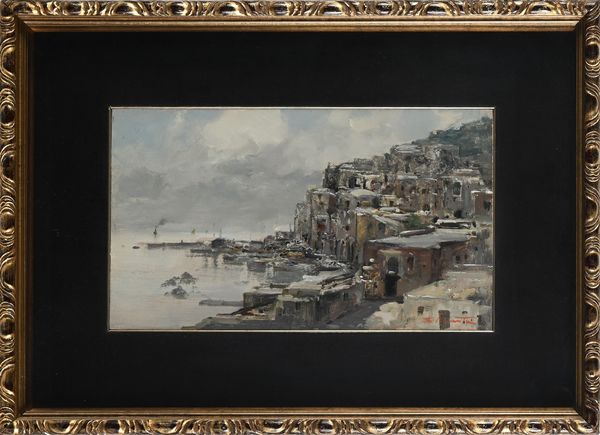 Ezelino Briante : Borgo marinaro in inverno  - Asta Dipinti del XIX e XX secolo - Associazione Nazionale - Case d'Asta italiane