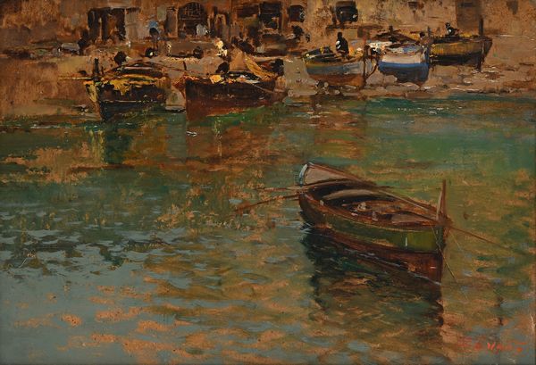 Ezelino Briante : Porticciolo  - Asta Dipinti del XIX e XX secolo - Associazione Nazionale - Case d'Asta italiane