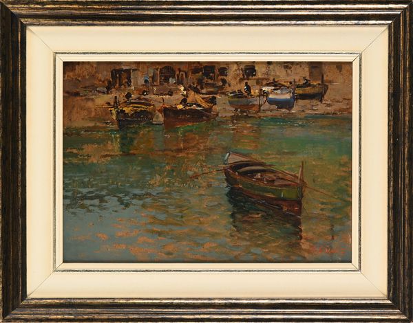 Ezelino Briante : Porticciolo  - Asta Dipinti del XIX e XX secolo - Associazione Nazionale - Case d'Asta italiane