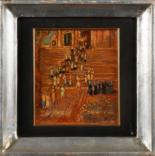 Antonio Cannata : Donne in una processione che esce dalla chiesa  - Asta Dipinti del XIX e XX secolo - Associazione Nazionale - Case d'Asta italiane