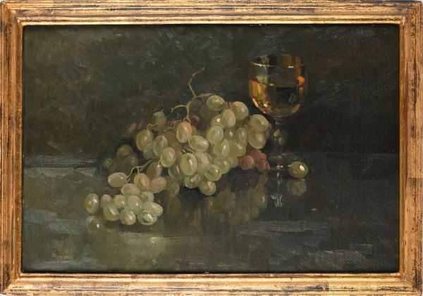 Dante Ricci : Natura morta con uva e calice di vino bianco  - Asta Dipinti del XIX e XX secolo - Associazione Nazionale - Case d'Asta italiane