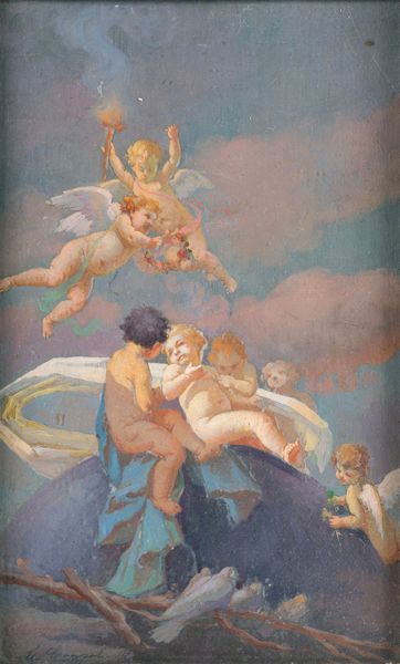 SEBASTIANO CONTI CONSOLI : Putti  - Asta Dipinti del XIX e XX secolo - Associazione Nazionale - Case d'Asta italiane