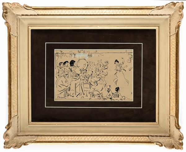 Pietro Scoppetta : La tarantella  - Asta Dipinti del XIX e XX secolo - Associazione Nazionale - Case d'Asta italiane