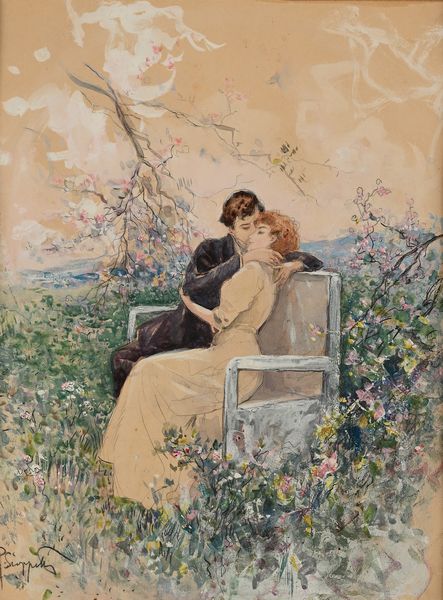 Pietro Scoppetta : Scena galante  - Asta Dipinti del XIX e XX secolo - Associazione Nazionale - Case d'Asta italiane