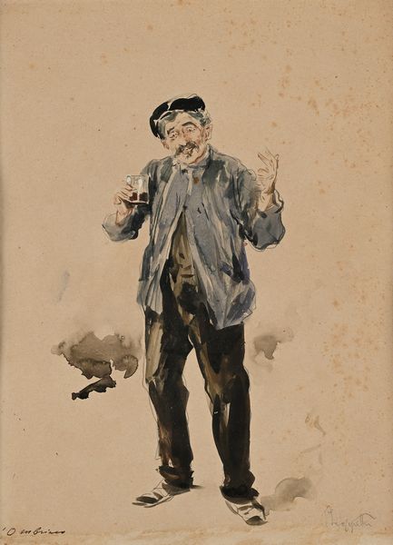 Pietro Scoppetta : 'O mbriaco'  - Asta Dipinti del XIX e XX secolo - Associazione Nazionale - Case d'Asta italiane