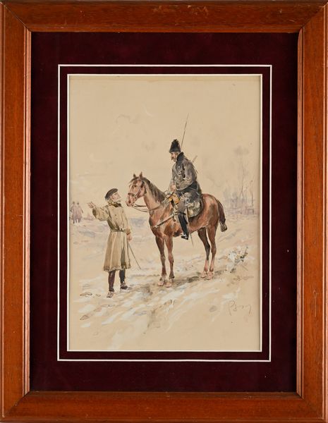 Pietro Scoppetta : Scena con militare a cavallo (tavola per un' illustrazione)  - Asta Dipinti del XIX e XX secolo - Associazione Nazionale - Case d'Asta italiane