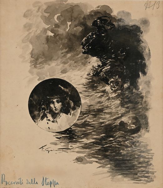 Francesco Galante : Tavola per illustrazione di �Racconti della Steppa� (N. 13)  - Asta Dipinti del XIX e XX secolo - Associazione Nazionale - Case d'Asta italiane