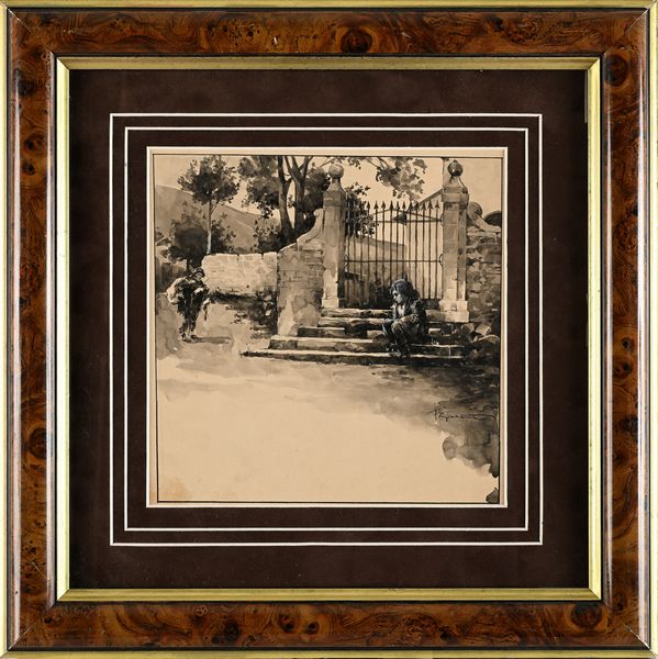 Francesco Galante : Tavola per illustrazione di �Racconti della Steppa�  - Asta Dipinti del XIX e XX secolo - Associazione Nazionale - Case d'Asta italiane