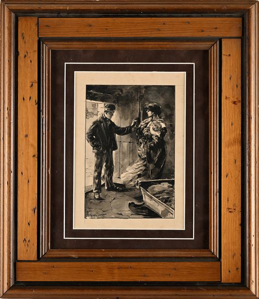 Francesco Galante : Tavola per illustrazione di �Racconti della Steppa�  - Asta Dipinti del XIX e XX secolo - Associazione Nazionale - Case d'Asta italiane