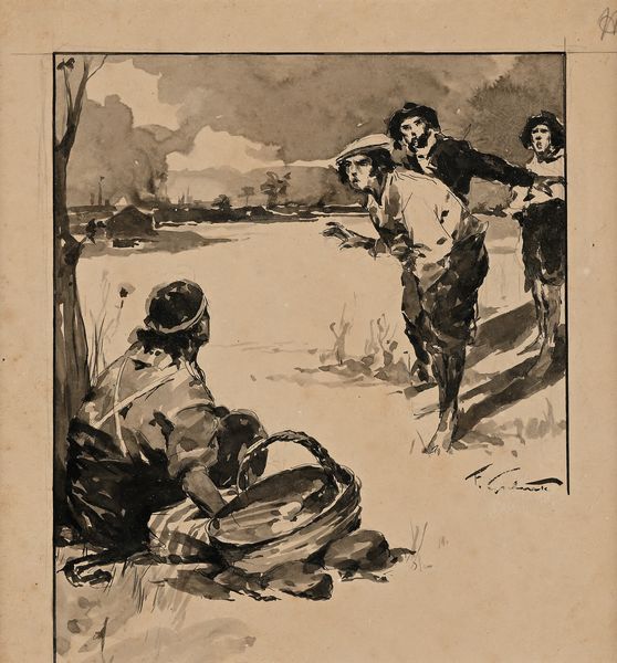 Francesco Galante : Tavola per illustrazione di �Racconti della Steppa�  - Asta Dipinti del XIX e XX secolo - Associazione Nazionale - Case d'Asta italiane