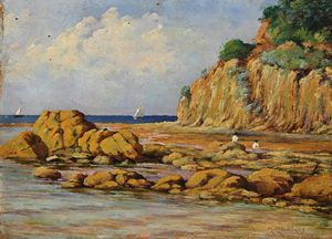 Renuccio  Renucci - Veduta della costa nei pressi di Livorno