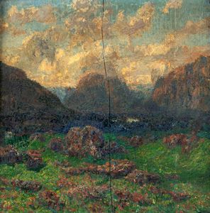 Scuola italiana della fine del XIX secolo - Paesaggio di montagna