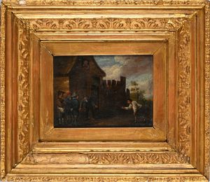 Scuola Europea del XIX secolo : Giocatori di bocce  - Asta Dipinti del XIX e XX secolo - Associazione Nazionale - Case d'Asta italiane