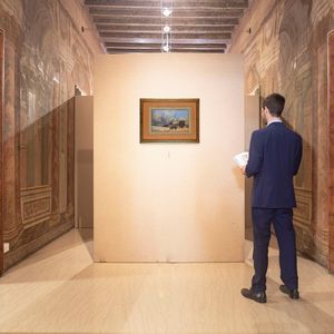 Scuola Europea del XIX secolo : Veduta della spiaggia di Ostenda  - Asta Dipinti del XIX e XX secolo - Associazione Nazionale - Case d'Asta italiane