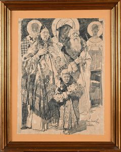 Alessio Issupoff : 'nel Tempio'  - Asta Dipinti del XIX e XX secolo - Associazione Nazionale - Case d'Asta italiane