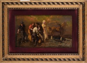 Alfredo Del Sordo : Lavoro in campagna  - Asta Dipinti del XIX e XX secolo - Associazione Nazionale - Case d'Asta italiane