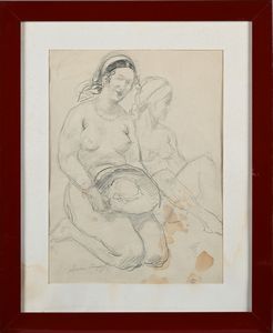 Alessio Issupoff : Studio di due donne nude  - Asta Dipinti del XIX e XX secolo - Associazione Nazionale - Case d'Asta italiane