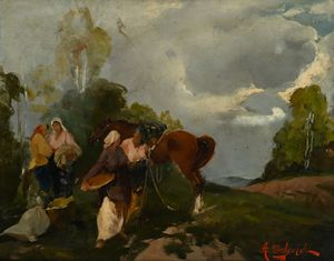 Alfredo Del Sordo - sosta di contadine in campagna