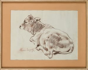 Alessio Issupoff : La mucca accovacciata  - Asta Dipinti del XIX e XX secolo - Associazione Nazionale - Case d'Asta italiane