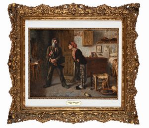 Vincenzo Montefusco : Il rimprovero della moglie  - Asta Dipinti del XIX e XX secolo - Associazione Nazionale - Case d'Asta italiane