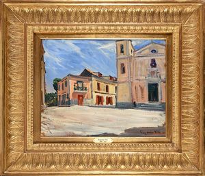 Eugenio Viti : Piazza a Massalubrense  - Asta Dipinti del XIX e XX secolo - Associazione Nazionale - Case d'Asta italiane