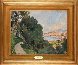 Eugenio Viti : Strada in costiera  - Asta Dipinti del XIX e XX secolo - Associazione Nazionale - Case d'Asta italiane