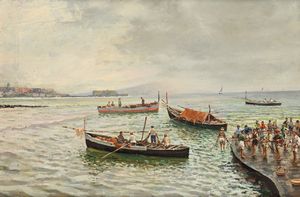 Attilio Pratella - Napoli, pescatori a Santa Lucia