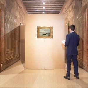 Attilio Pratella : Napoli, pescatori a Santa Lucia  - Asta Dipinti del XIX e XX secolo - Associazione Nazionale - Case d'Asta italiane