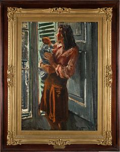 Eugenio Viti : Maternit�  - Asta Dipinti del XIX e XX secolo - Associazione Nazionale - Case d'Asta italiane