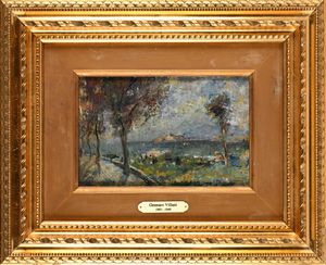 Gennaro Villani : Panorama napoletano	  - Asta Dipinti del XIX e XX secolo - Associazione Nazionale - Case d'Asta italiane