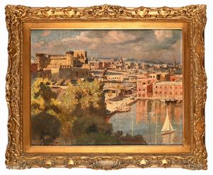 Francesco Galante : 'Antica d�rsena - Napoli - Giugno 1946'	  - Asta Dipinti del XIX e XX secolo - Associazione Nazionale - Case d'Asta italiane