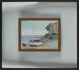 Scuola Italiana fine del XIX inizi del XX secolo : a) Marina  b) Strada con chiesa  - Asta Dipinti del XIX e XX secolo - Associazione Nazionale - Case d'Asta italiane