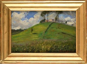 Antonino Calcagnadoro : Due paesaggi di campagna  - Asta Dipinti del XIX e XX secolo - Associazione Nazionale - Case d'Asta italiane