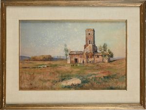 Lorenzo Cecconi : Roma, 'Torre Salaria'  - Asta Dipinti del XIX e XX secolo - Associazione Nazionale - Case d'Asta italiane