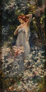 Vincenzo Migliaro - Giovane donna tra i fiori