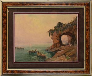 Nicolas De Corsi : Paesaggio costiero  - Asta Dipinti del XIX e XX secolo - Associazione Nazionale - Case d'Asta italiane