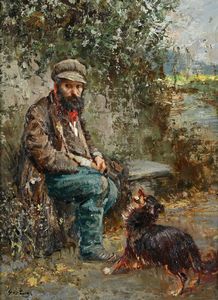 Giovanni Panza - Uomo con cagnolino
