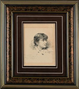 VINCENZO CAPRILE : Ritratto di giovane donna  - Asta Dipinti del XIX e XX secolo - Associazione Nazionale - Case d'Asta italiane